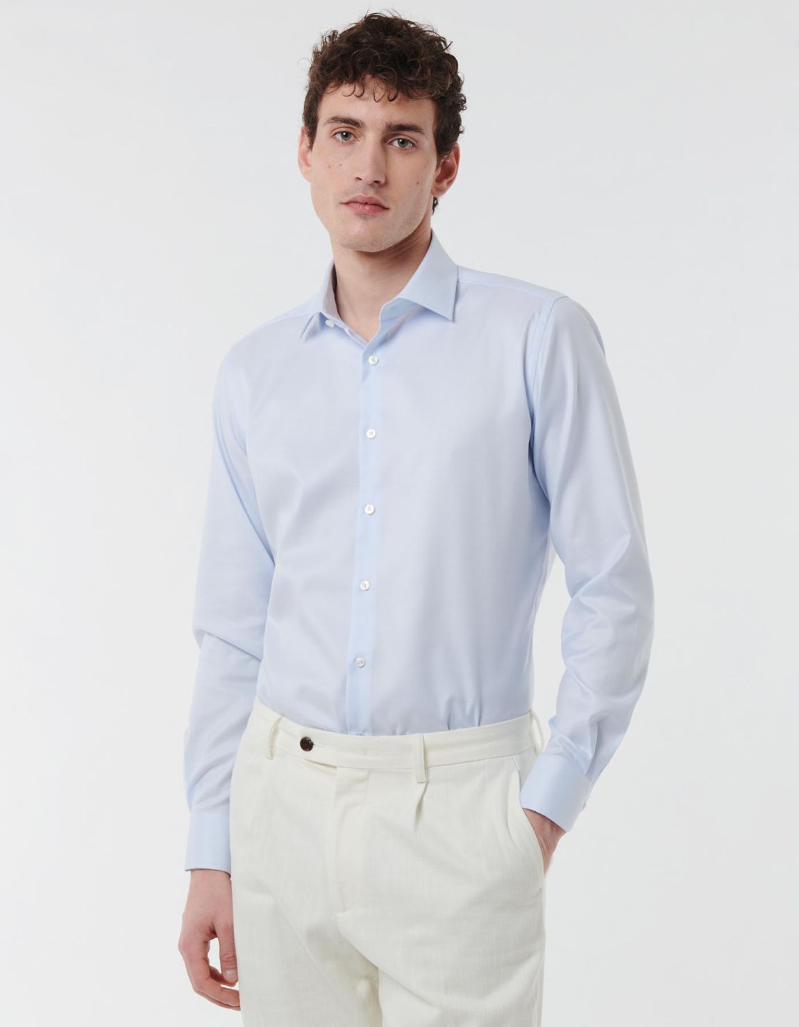 Light Blue Textured Pattern Shirt Collar spread Tailor Custom Fit 3
