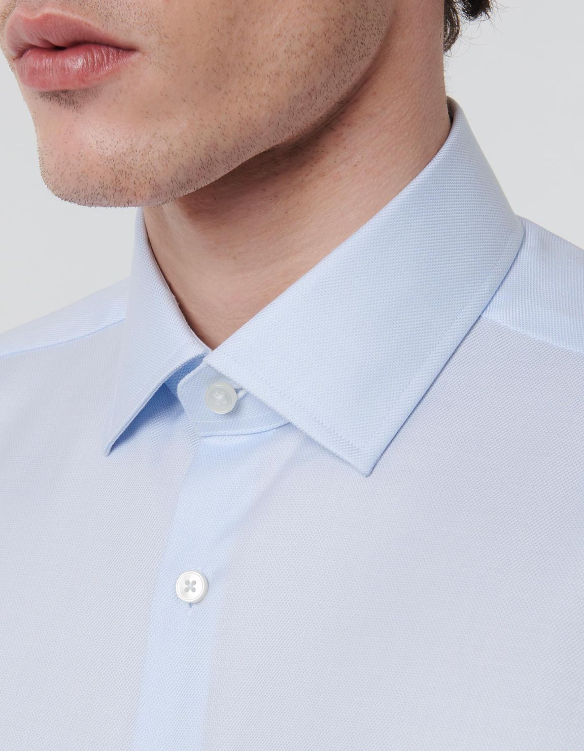 Light Blue Textured Pattern Shirt Collar spread Tailor Custom Fit 2