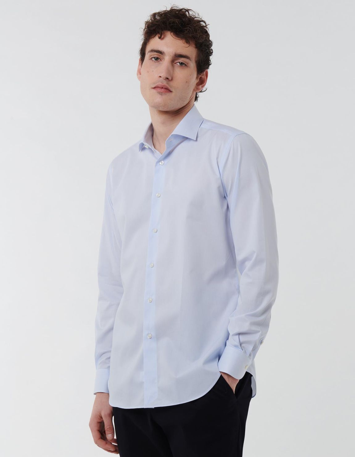 Light Blue Twill Stripe Shirt Collar small cutaway Tailor Custom Fit 3