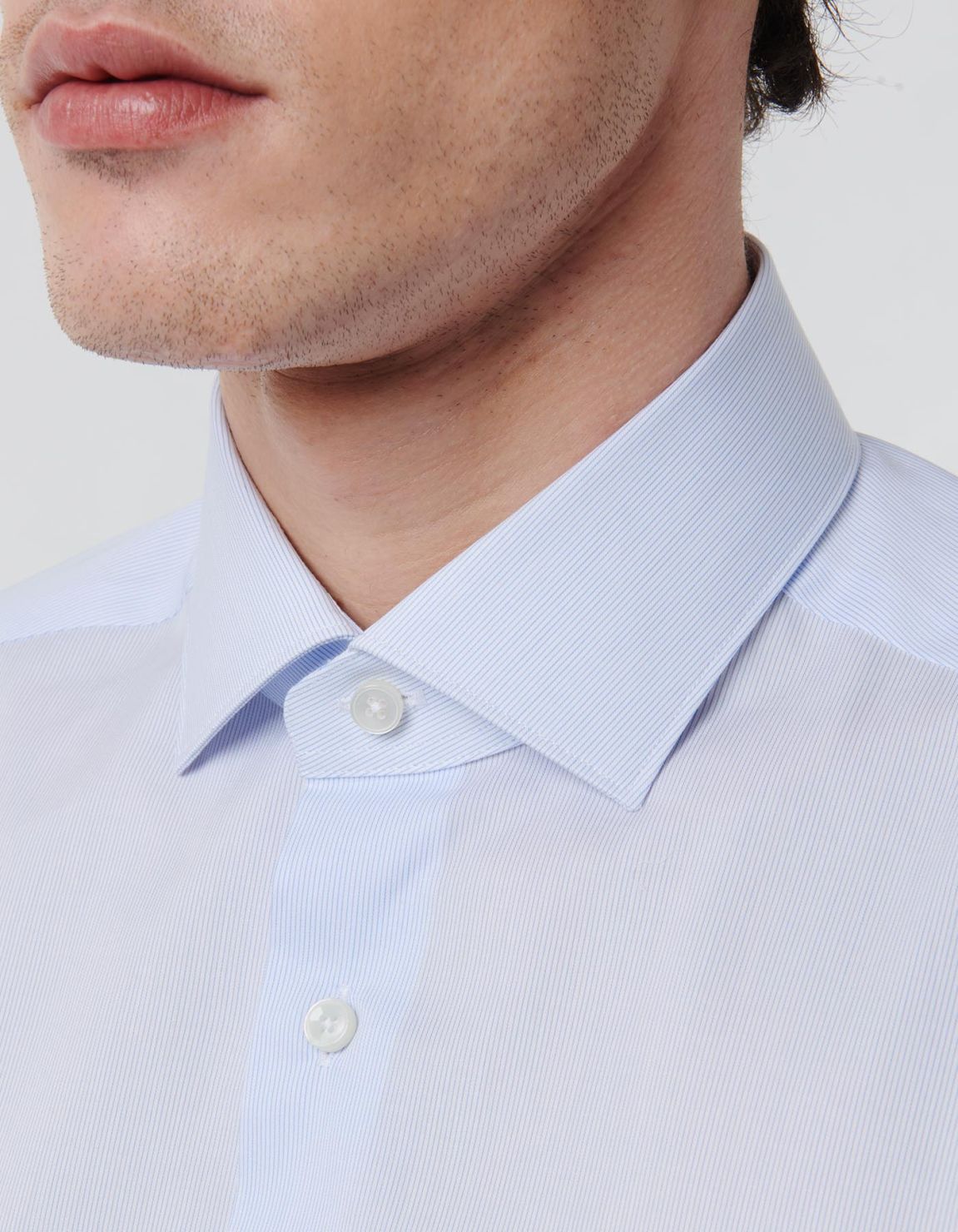 Light Blue Twill Stripe Shirt Collar small cutaway Tailor Custom Fit 2