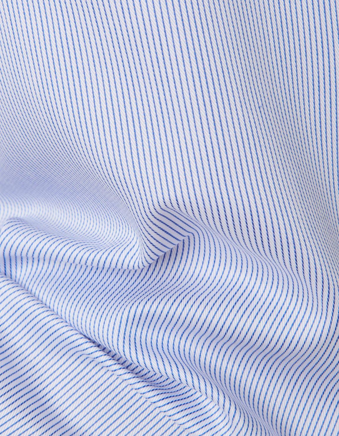 Blue Twill Stripe Shirt Collar small cutaway Slim Fit 4