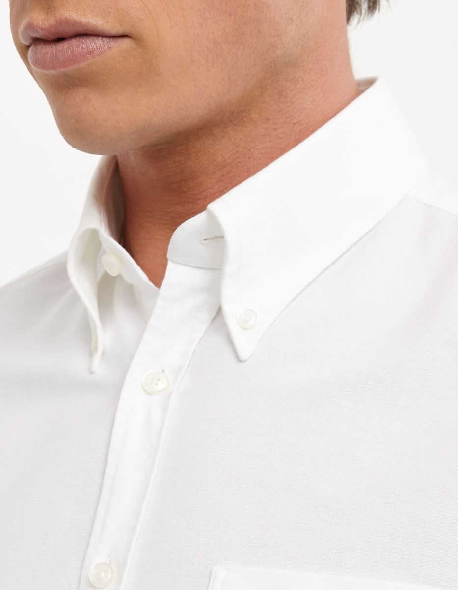 Hemd Uni Kragen Button-down Oxford Weiß Tailor Custom Fit 2