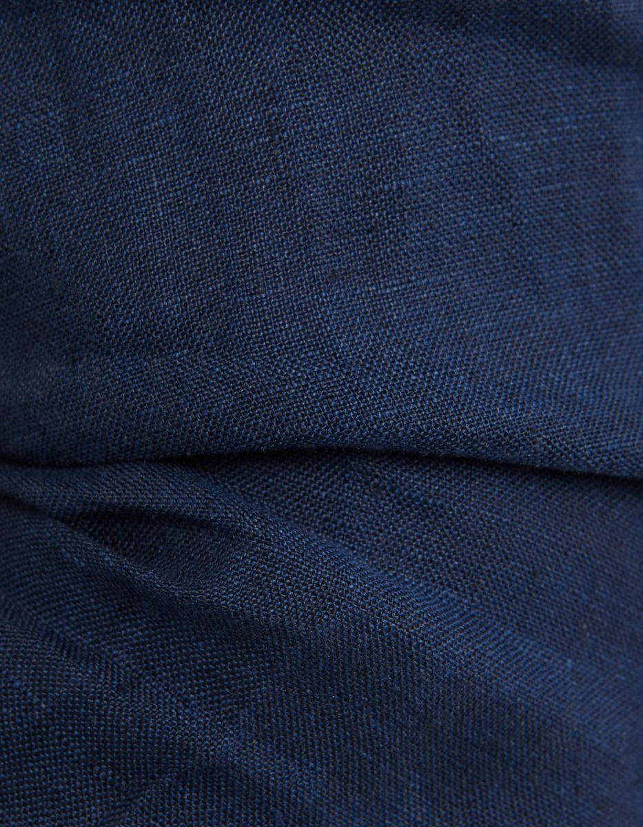 Camisa Cuello francés Liso Lino Azul marino Tailor Custom Fit 4