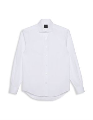Camicia Collo francese piccolo Tinta Unita Popeline Bianco Evolution Classic Fit