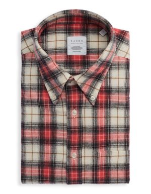 Red Twill Check Shirt Collar button down Tailor Custom Fit