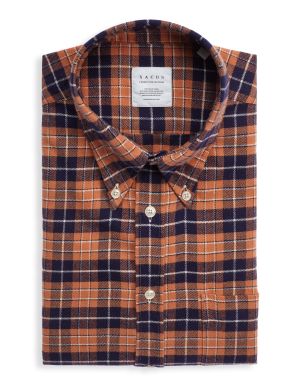 Orange Twill Check Shirt Collar button down Tailor Custom Fit