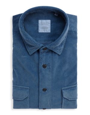 Camicia Collo italiano piccolo Tinta Unita Velluto Blu scuro Tailor Custom Fit