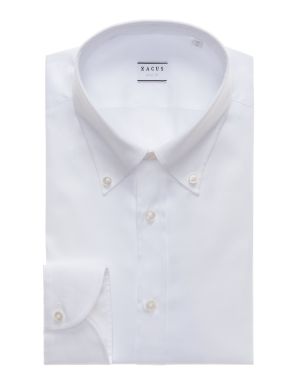 Chemise Col button down Blanc Pin point Unie Tailor Custom Fit