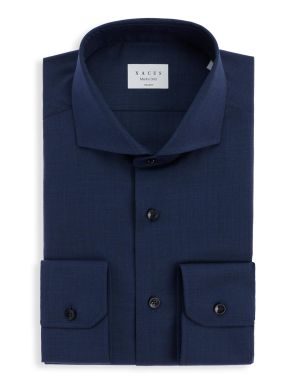 Dark Blue Canvas Solid colour Shirt Collar cutaway Tailor Custom Fit