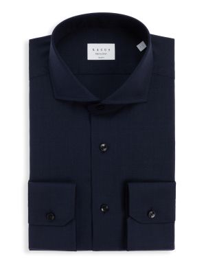Camicia Collo francese Tinta Unita Tela Blu navy Tailor Custom Fit