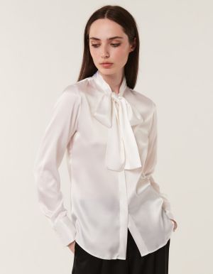 Camicia Bianco Seta Tinta Unita Slim Fit
