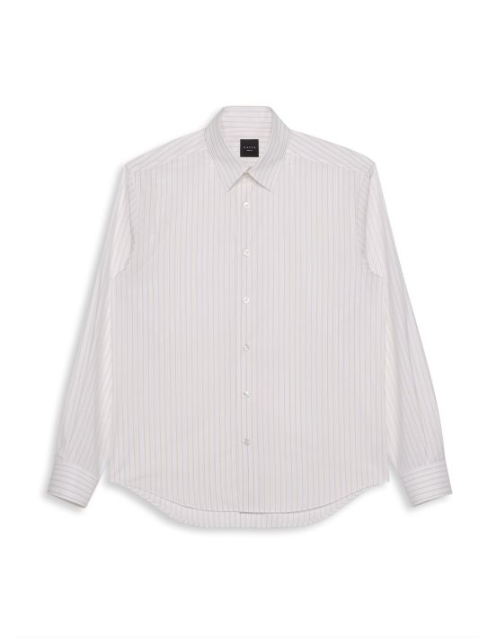 Beige Poplin Stripe Shirt Collar spread Evolution Classic Fit