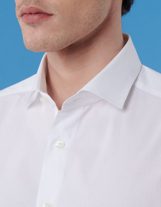 White Poplin Solid colour Shirt Collar small cutaway Evolution Classic Fit hover