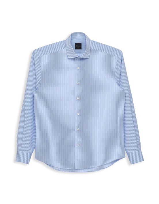 Light Blue Poplin Stripe Shirt Collar small cutaway Evolution Classic Fit