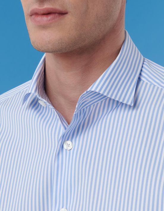 Light Blue Poplin Stripe Shirt Collar small cutaway Evolution Classic Fit hover