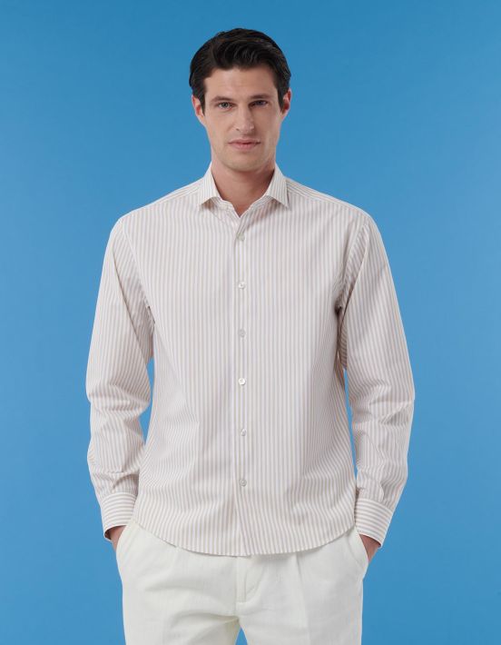 White Poplin Stripe Shirt Collar small cutaway