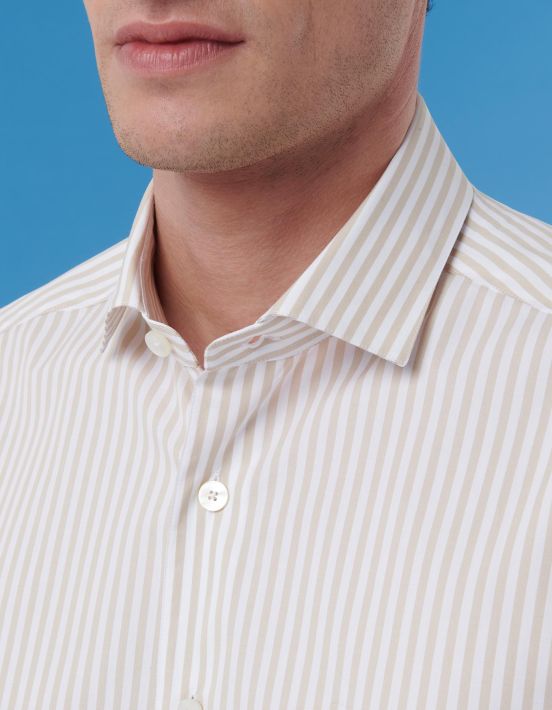 White Poplin Stripe Shirt Collar small cutaway Evolution Classic Fit hover