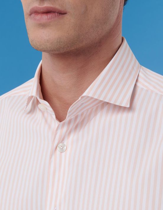 Salmon Poplin Stripe Shirt Collar small cutaway Evolution Classic Fit hover