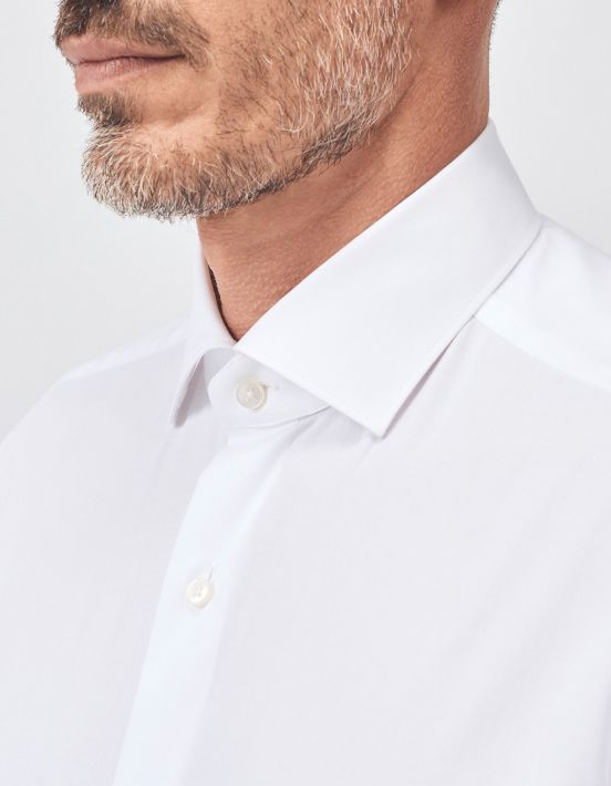 Camicia Collo francese piccolo Tinta Unita Twill Bianco Evolution Classic Fit hover