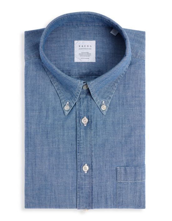 Blue jeans Indigo Solid colour Shirt Collar button down Tailor Custom Fit