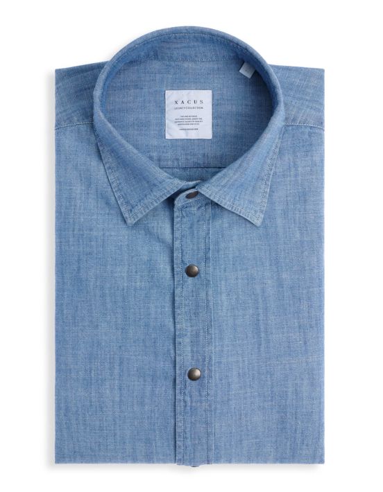 Blue jeans Indigo Solid colour Shirt Collar spread Tailor Custom Fit
