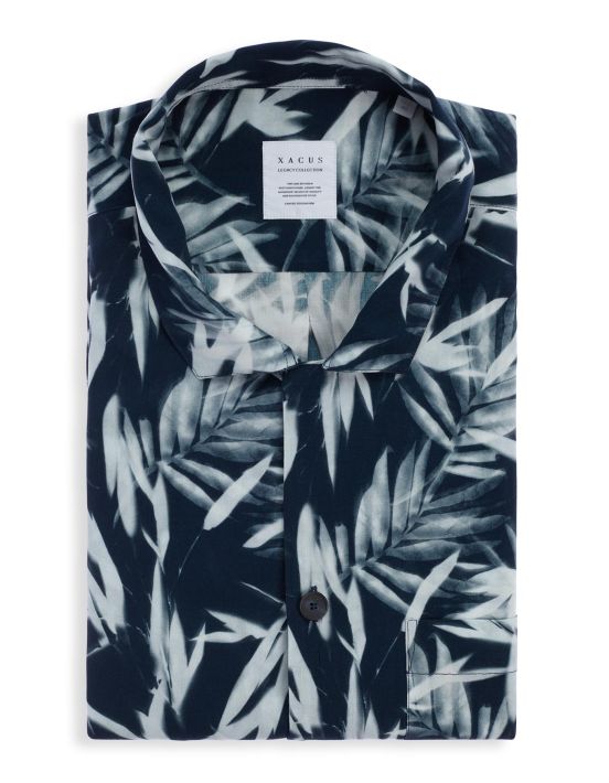 Dark Grey Viscose Pattern Shirt Collar spread Tailor Custom Fit