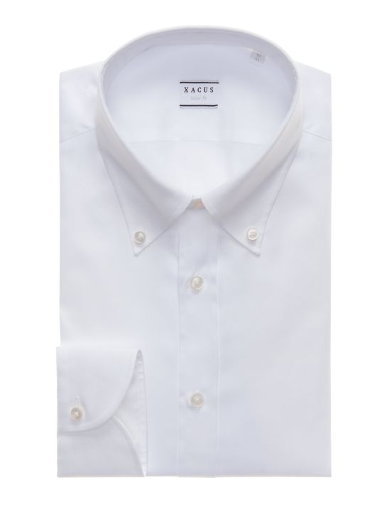 Camisa Cuello cuello abotonado Blanco Pin point Liso Tailor Custom Fit