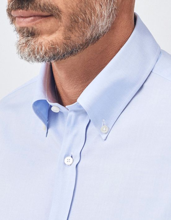 Hemd Uni Kragen Button-down Pin point Himmelblau Tailor Custom Fit hover