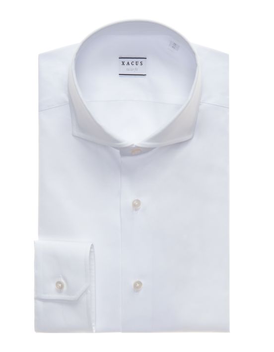 Hemd Uni Kragen Haifisch Twill Weiß Tailor Custom Fit