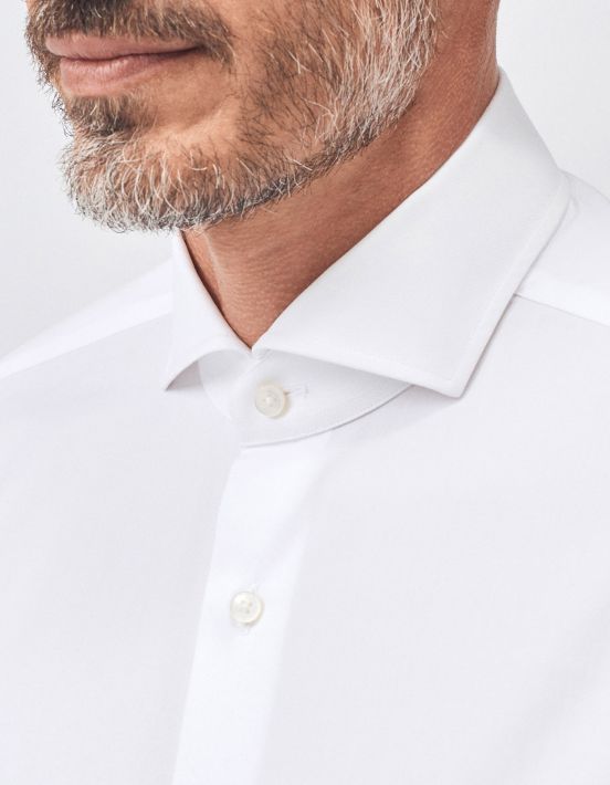 Camicia Collo francese Tinta Unita Twill Bianco Tailor Custom Fit hover