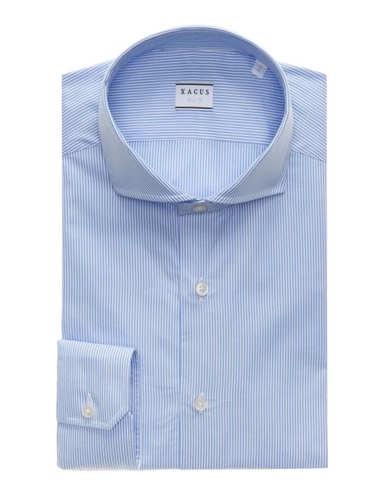 Sky Blue Poplin Stripe Shirt Collar cutaway Tailor Custom Fit