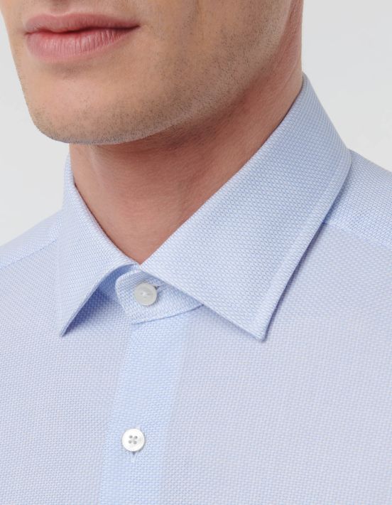 Light Blue Textured Pattern Shirt Collar spread Tailor Custom Fit hover