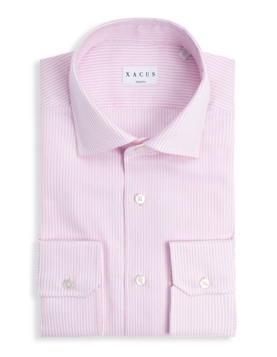 Pink Oxford Stripe Shirt Collar spread Tailor Custom Fit