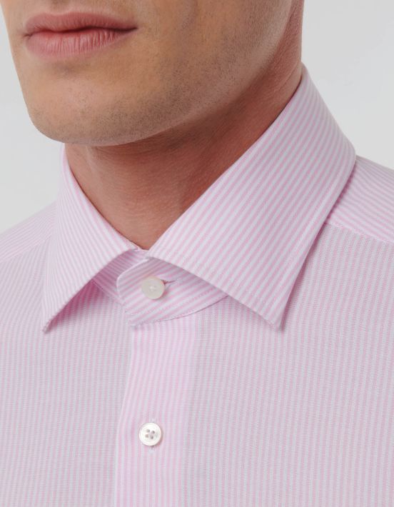 Pink Oxford Stripe Shirt Collar spread Tailor Custom Fit hover