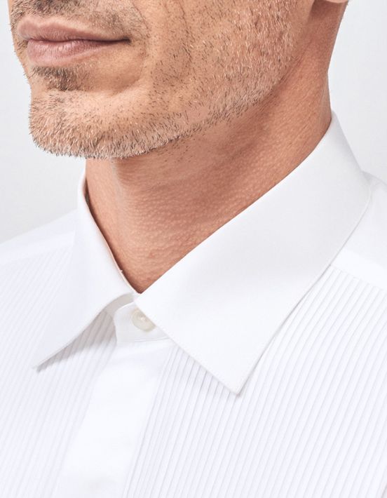 Camicia Collo italiano Tinta Unita Popeline Bianco Tailor Custom Fit hover