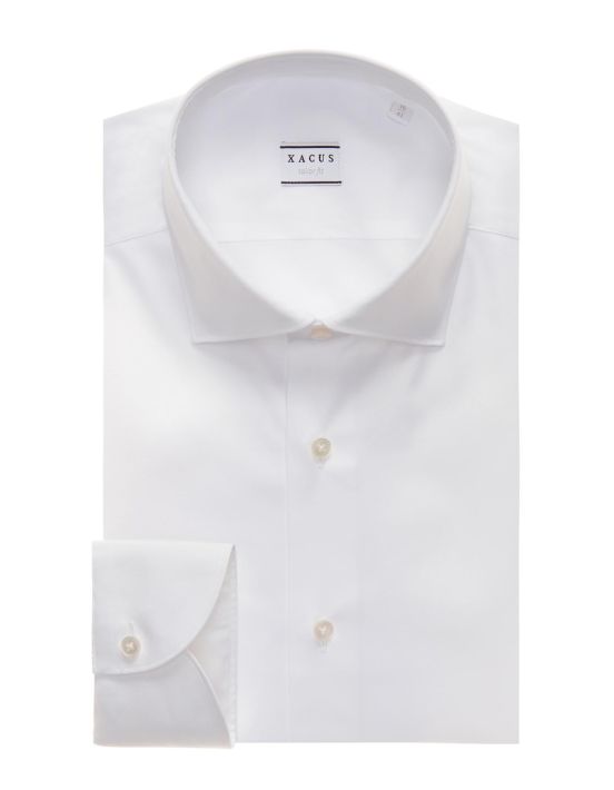 Camisa Cuello francés pequeño Blanco Tela Liso Tailor Custom Fit