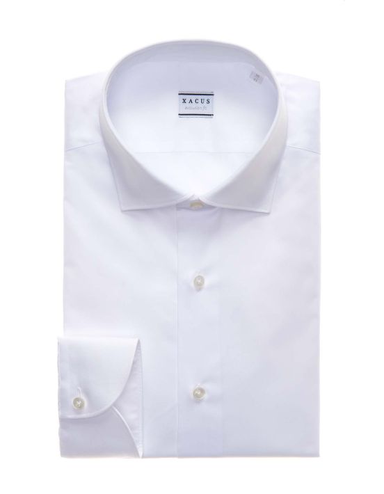 Camisa Cuello francés pequeño Blanco Sarga Liso Tailor Custom Fit