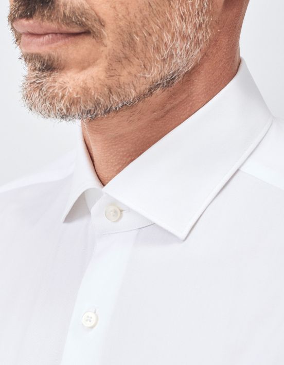 Camicia Collo francese piccolo Tinta Unita Oxford Bianco Tailor Custom Fit hover