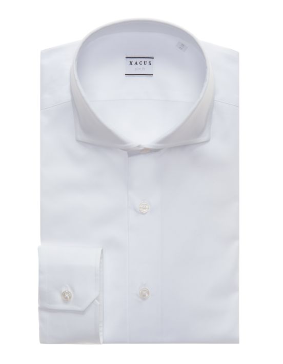 Camicia Collo francese Tinta Unita Twill Bianco Slim Fit