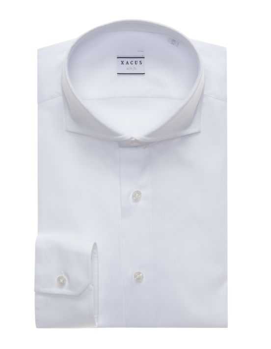 Camisa Cuello francés Blanco Oxford Liso Slim Fit