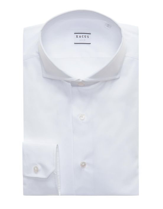 White Canvas Solid colour Shirt Collar cutaway Slim Fit