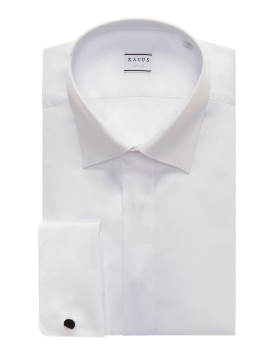 Camisa Cuello italiano Blanco Tela Liso Slim Fit