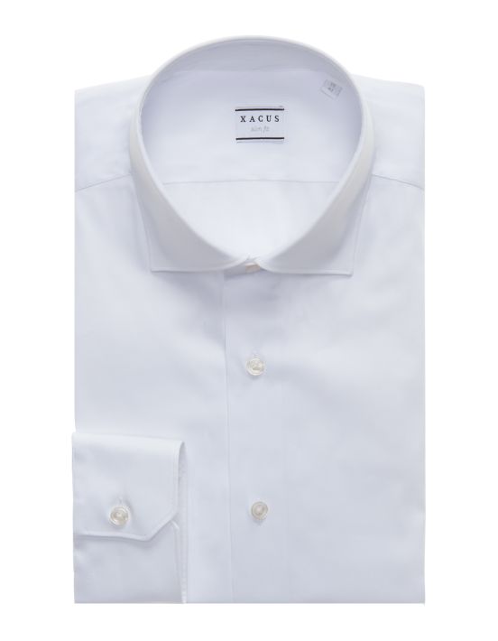 White Canvas Solid colour Shirt Collar small cutaway Slim Fit