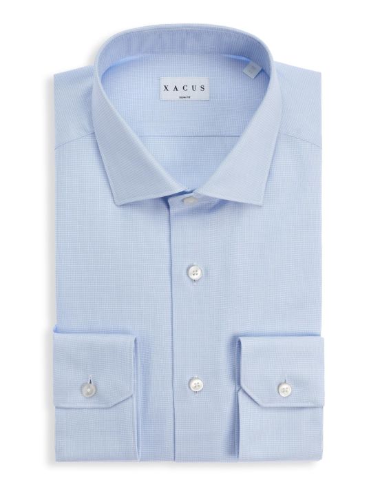 Light Blue Textured Pattern Shirt Collar small cutaway Slim Fit