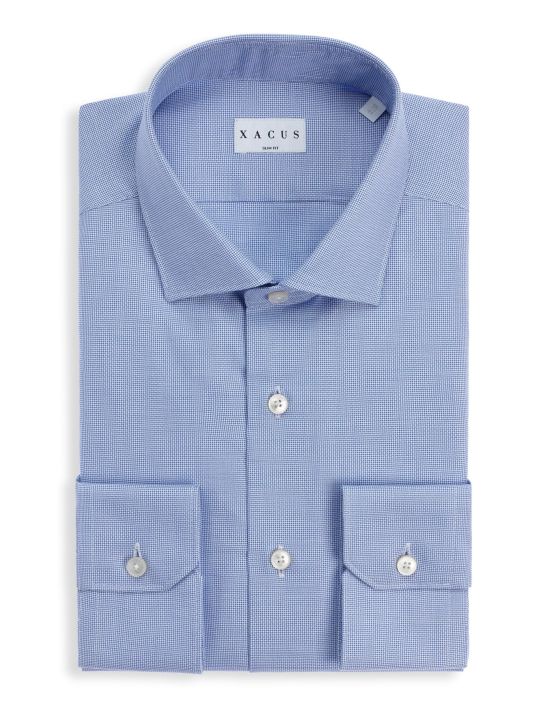 Blue Textured Pattern Shirt Collar small cutaway Slim Fit