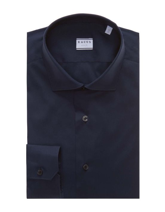 Navy Blue Canvas Solid colour Shirt Collar small cutaway Slim Fit