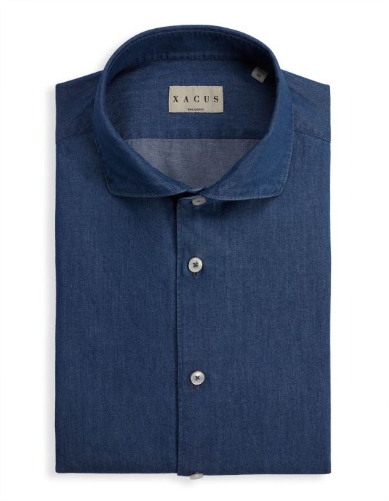 Shirt Collar cutaway Blue Canvas Tailor Custom Fit
