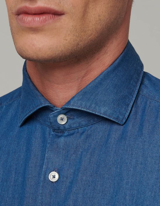 Shirt Collar cutaway Blue Canvas Tailor Custom Fit hover