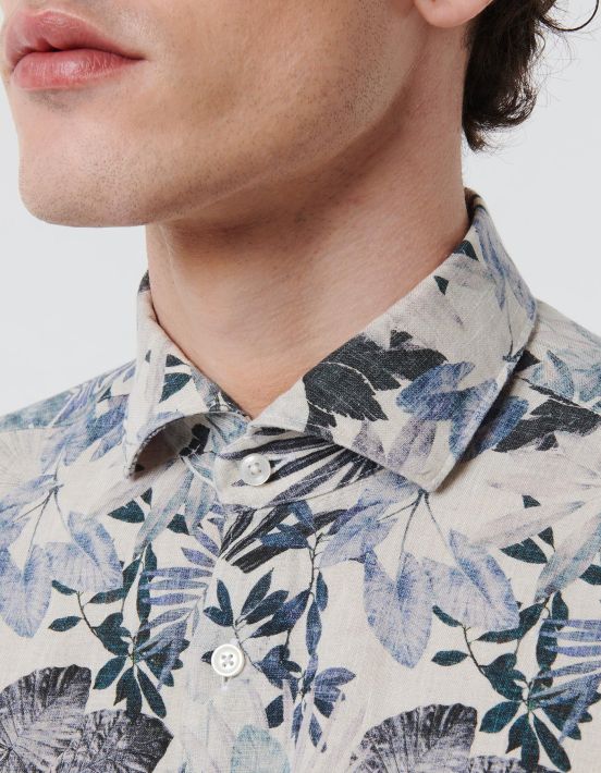 Multicolour Linen Pattern Shirt Collar cutaway Tailor Custom Fit hover