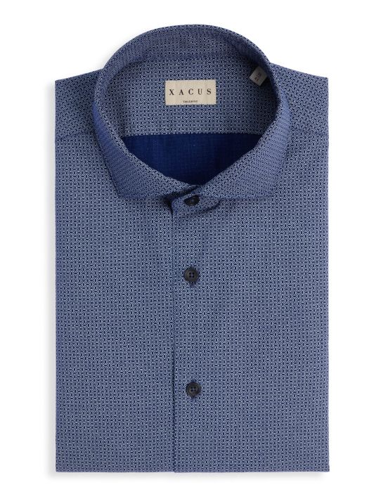 Navy Blue Poplin Pattern Shirt Collar cutaway Tailor Custom Fit